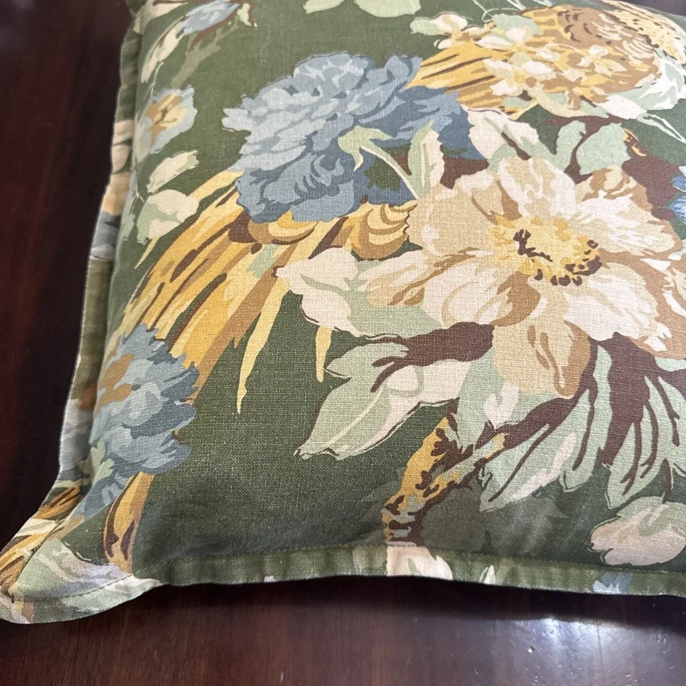 Pottery Barn Silvana Pheasant Pillow Cover & Insert Green 20